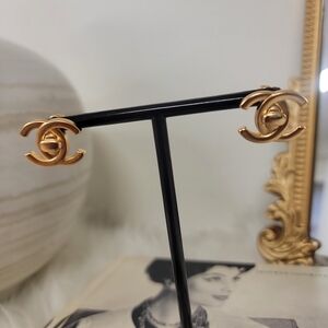 Gold Logo Stud Earrings